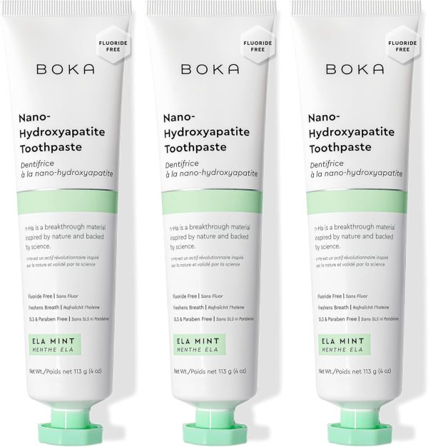 Boka Nano Hydroxyapatite Toothpaste | Fluoride-Free Toothpaste for Sensitive Teeth – Ela Mint 4 oz