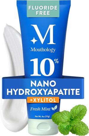 Mouthology Nano Hydroxyapatite Toothpaste – Fluoride Free, Whitening & Enamel Care, Mint 4 oz