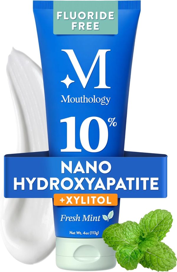 Mouthology Nano Hydroxyapatite Toothpaste – Fluoride Free, Whitening & Enamel Care, Mint 4 oz