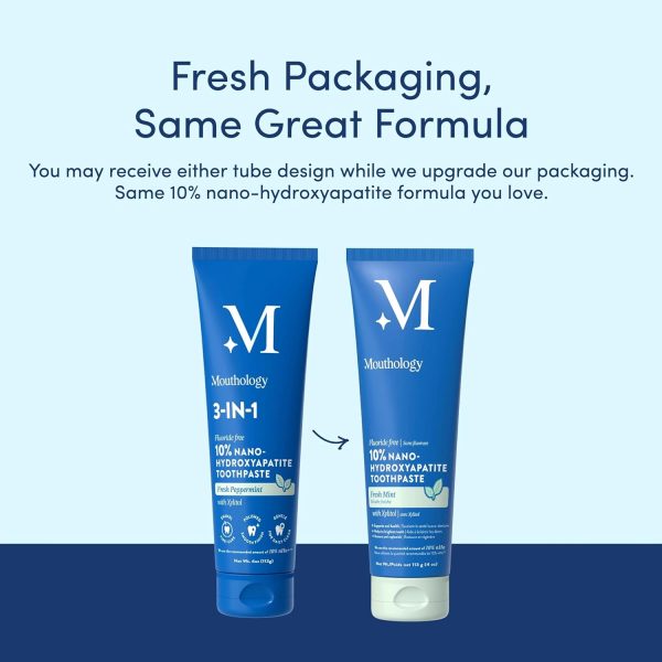 Mouthology Nano Hydroxyapatite Toothpaste – Fluoride Free, Whitening & Enamel Care, Mint 4 oz