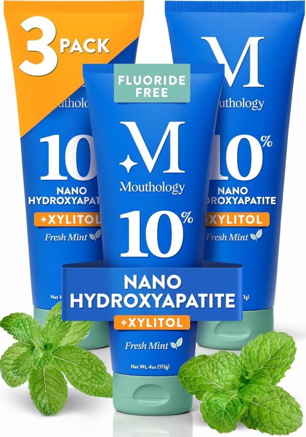 Mouthology Nano Hydroxyapatite Toothpaste – Fluoride Free, Whitening & Enamel Care, Mint 4 oz