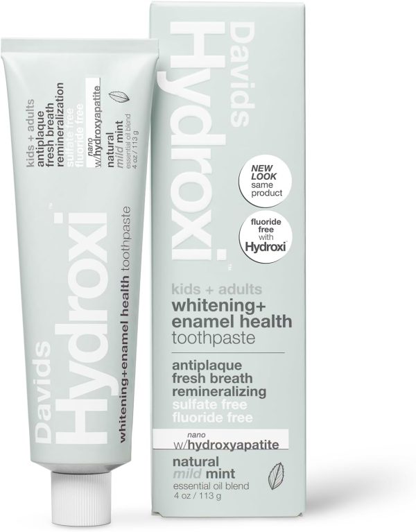 Davids Nano Hydroxyapatite Toothpaste – Sensitive + Whitening, Fluoride Free, Peppermint, 4 oz