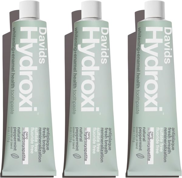 Davids Nano Hydroxyapatite Toothpaste – Sensitive + Whitening, Fluoride Free, Peppermint, 4 oz