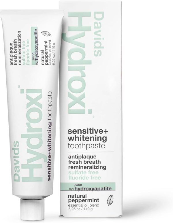 Davids Nano Hydroxyapatite Toothpaste – Sensitive + Whitening, Fluoride Free, Peppermint, 4 oz