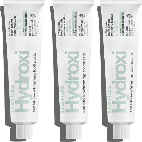 Davids Nano Hydroxyapatite Toothpaste – Sensitive + Whitening, Fluoride Free, Peppermint, 4 oz