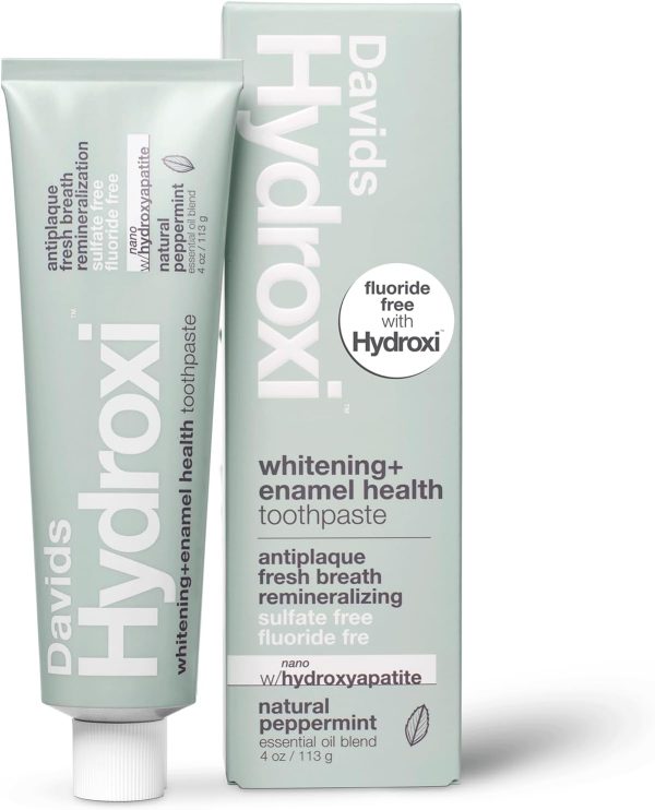 Davids Nano Hydroxyapatite Toothpaste – Sensitive + Whitening, Fluoride Free, Peppermint, 4 oz