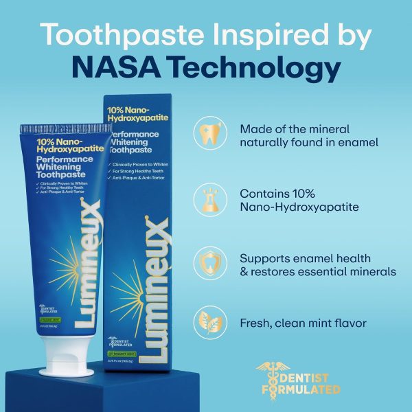 Lumineux 10% Nano Hydroxyapatite Whitening Toothpaste – Fluoride Free, Clinically Supported, Strong Enamel & Brighter Teeth, 3.75 oz