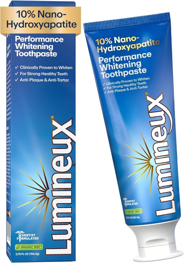 Lumineux 10% Nano Hydroxyapatite Whitening Toothpaste – Fluoride Free, Clinically Supported, Strong Enamel & Brighter Teeth, 3.75 oz