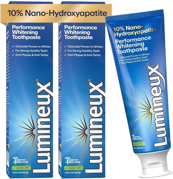 Lumineux 10% Nano Hydroxyapatite Whitening Toothpaste – Fluoride Free, Clinically Supported, Strong Enamel & Brighter Teeth, 3.75 oz