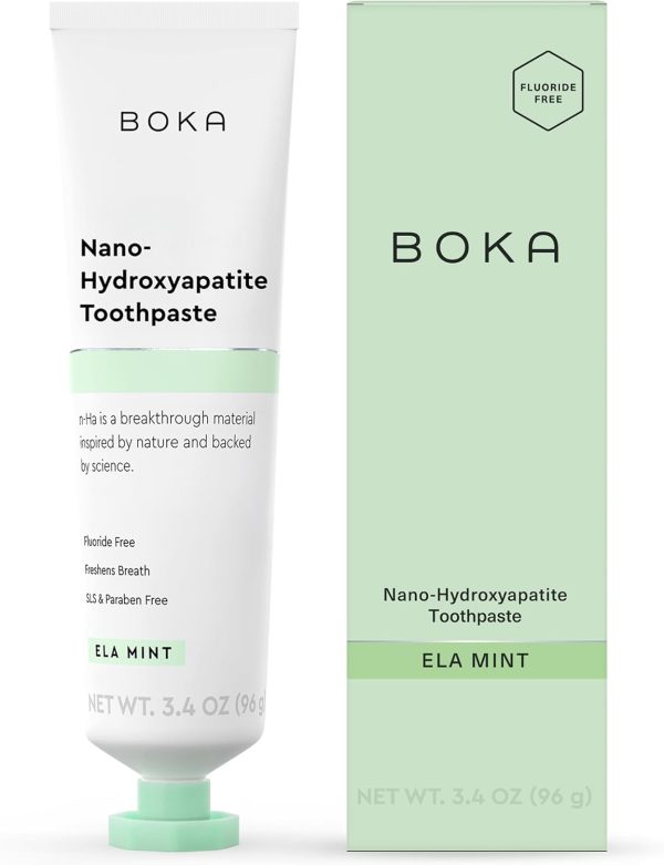 Boka Nano Hydroxyapatite Toothpaste | Fluoride-Free Toothpaste for Sensitive Teeth – Ela Mint 4 oz