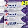 Crest 3D White Advanced Teeth Whitening Toothpaste – Fluoride Formula for Enamel Protection & Cavity Prevention, 4 Pack