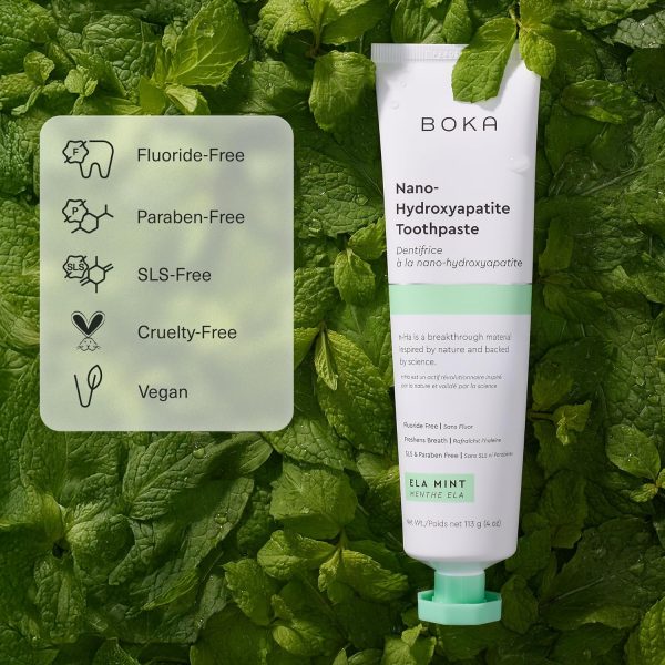 Boka Nano Hydroxyapatite Toothpaste | Fluoride-Free Toothpaste for Sensitive Teeth – Ela Mint 4 oz