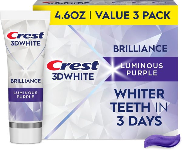 Crest 3D White Advanced Teeth Whitening Toothpaste – Fluoride Formula for Enamel Protection & Cavity Prevention, 4 Pack