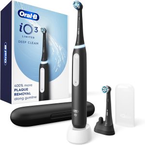 Oral-B iO Series 3 Rechargeable Electric Toothbrush – Black, 3 Modes, 2 Brush Heads & Travel Case