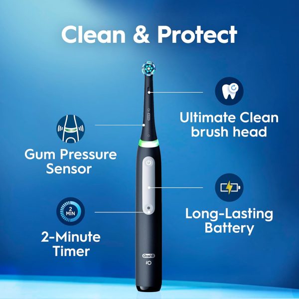 Oral-B iO Series 3 Rechargeable Electric Toothbrush – Black, 3 Modes, 2 Brush Heads & Travel Case