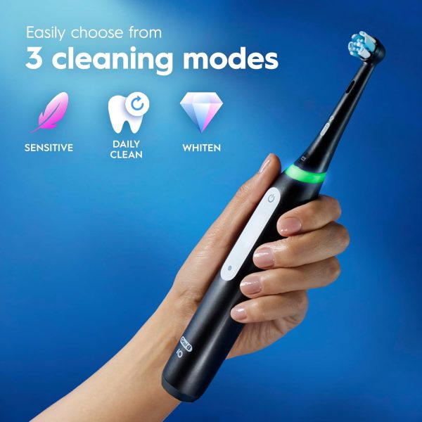 Oral-B iO Series 3 Rechargeable Electric Toothbrush – Black, 3 Modes, 2 Brush Heads & Travel Case