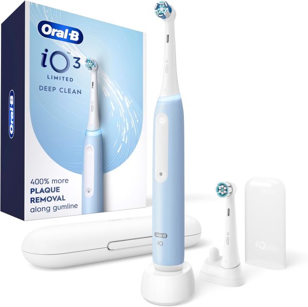Oral-B iO Series 3 Rechargeable Electric Toothbrush – Black, 3 Modes, 2 Brush Heads & Travel Case