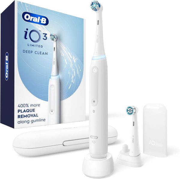 Oral-B iO Series 3 Rechargeable Electric Toothbrush – Black, 3 Modes, 2 Brush Heads & Travel Case