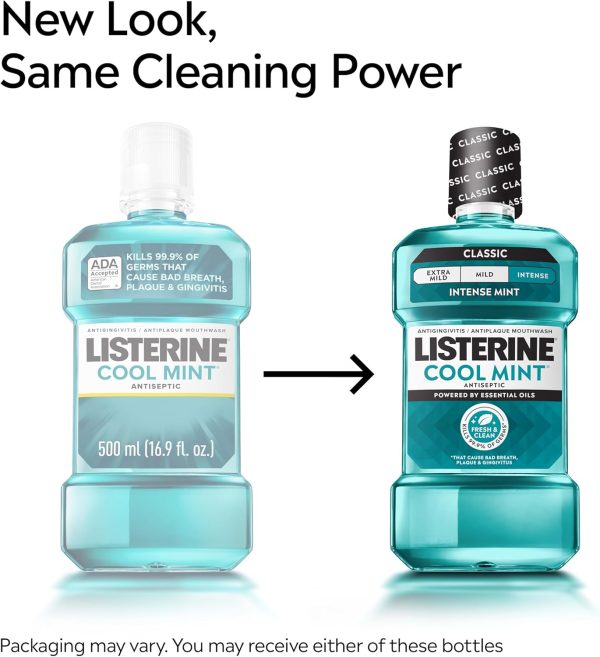 Listerine® Cool Mint Antiseptic Mouthwash – Intense Fresh Mint Oral Rinse, 1L × 2 Pack | Kills 99.9% of Germs, Helps Prevent Plaque & Gingivitis