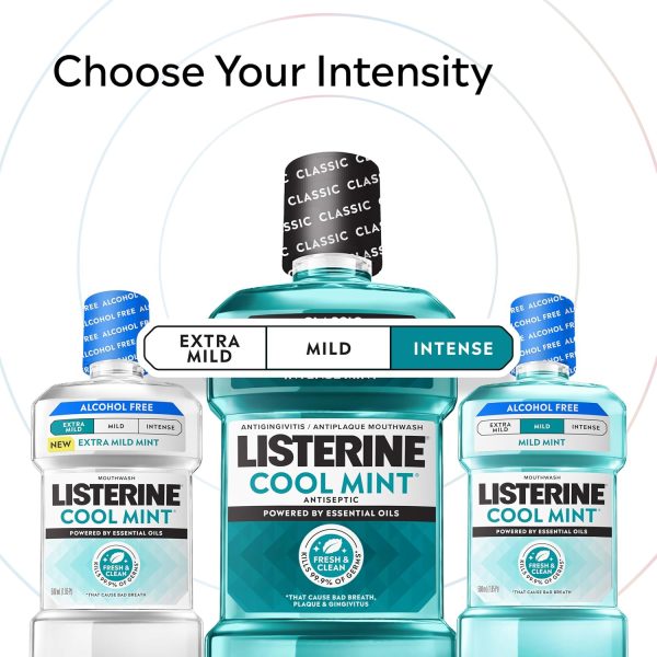 Listerine® Cool Mint Antiseptic Mouthwash – Intense Fresh Mint Oral Rinse, 1L × 2 Pack | Kills 99.9% of Germs, Helps Prevent Plaque & Gingivitis
