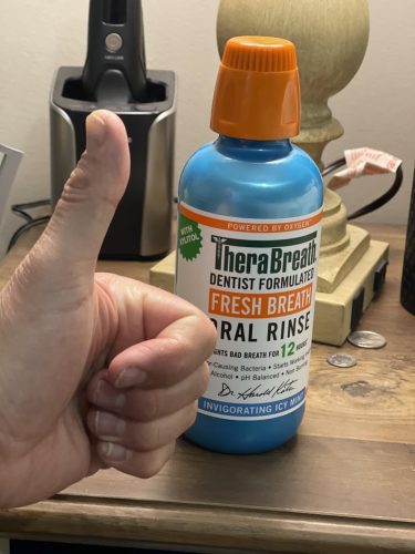 TheraBreath Fresh Breath Mouthwash, Icy Mint Flavor, Alcohol-Free, 16 Fl Oz (Pack of 2) photo review