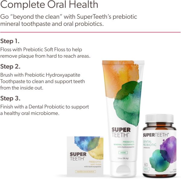 SuperTeeth Oral Probiotics – Dental Probiotic with Lactobacillus Reuteri for Bad Breath, Healthy Teeth & Gums, 60 Strawberry Tablets