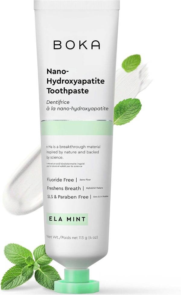Boka Nano Hydroxyapatite Toothpaste | Fluoride-Free Toothpaste for Sensitive Teeth – Ela Mint 4 oz