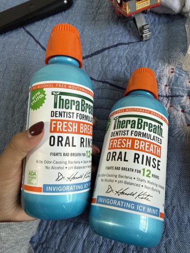 TheraBreath Fresh Breath Mouthwash, Icy Mint Flavor, Alcohol-Free, 16 Fl Oz (Pack of 2) photo review